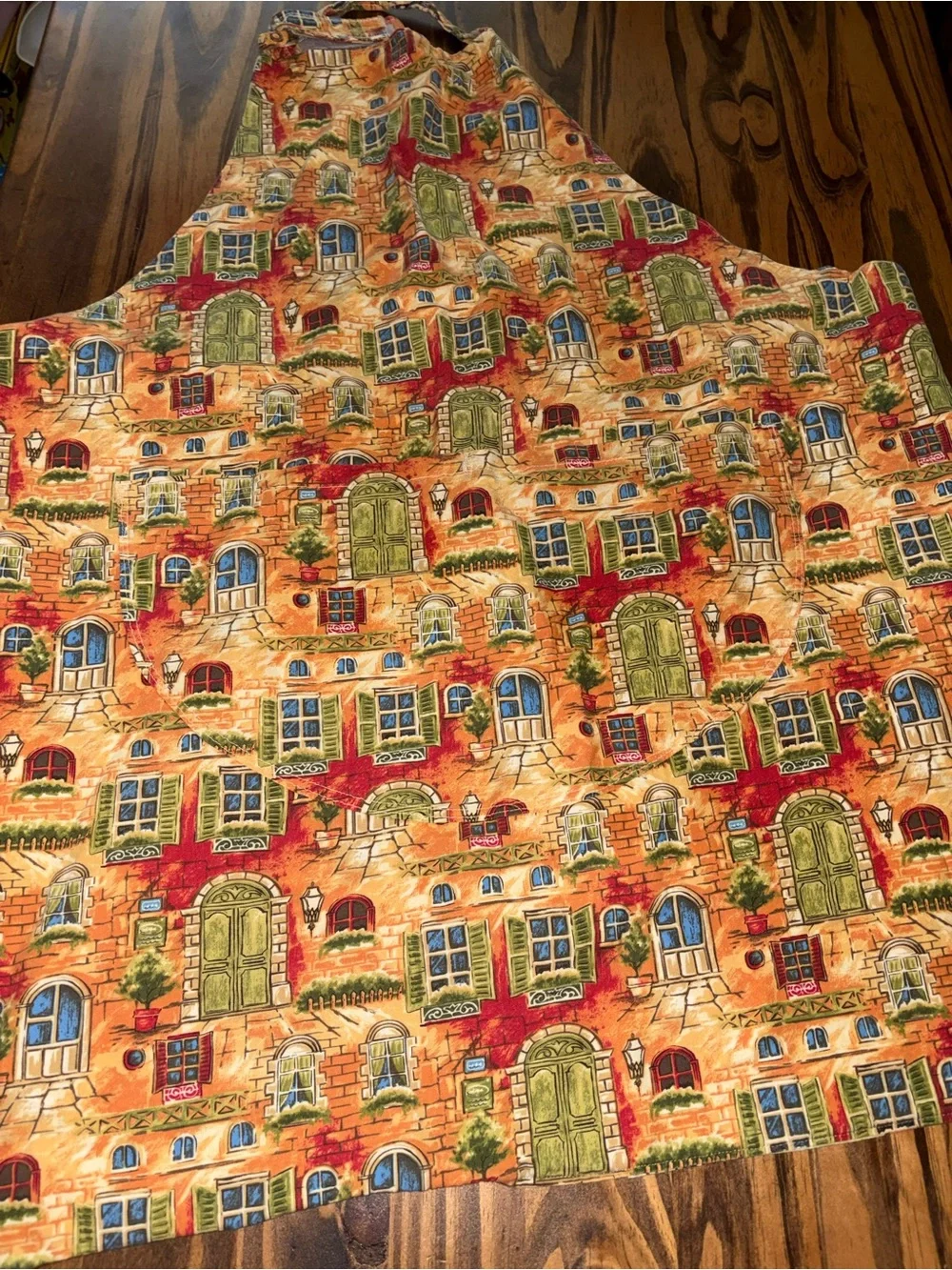 Reversible apron Mediterranean-style village/vineyard S.finch original